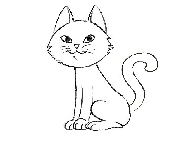 Easy Cat Coloring Pages