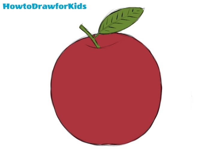 easy apple coloring page