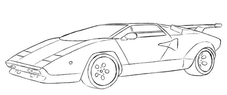Lamborghini Countach Coloring Page easy